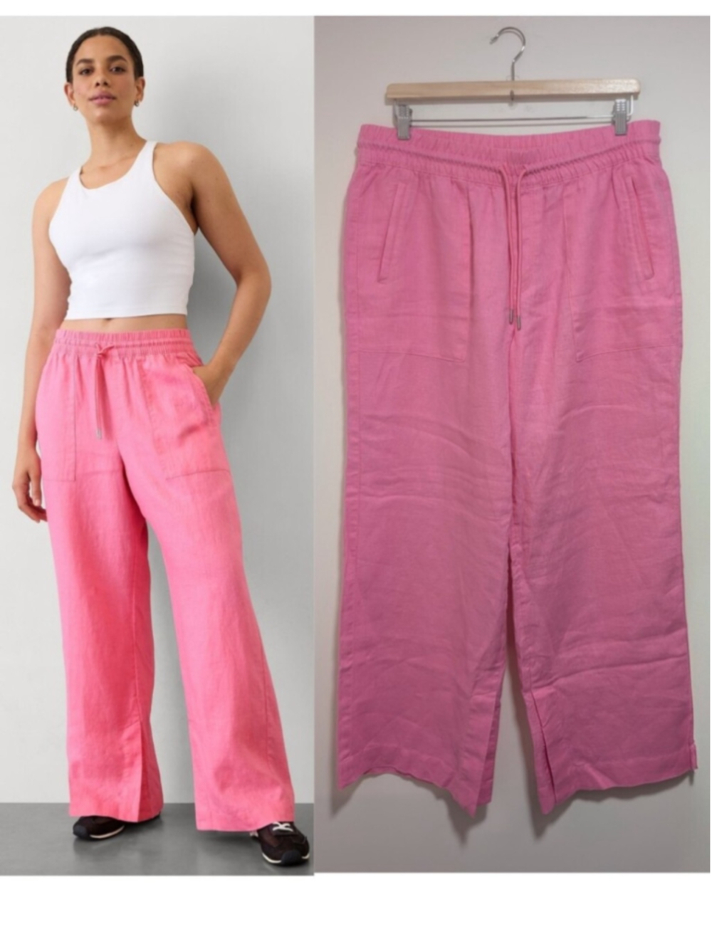 Athleta | Retreat Linen Wide Leg Pant In Pink